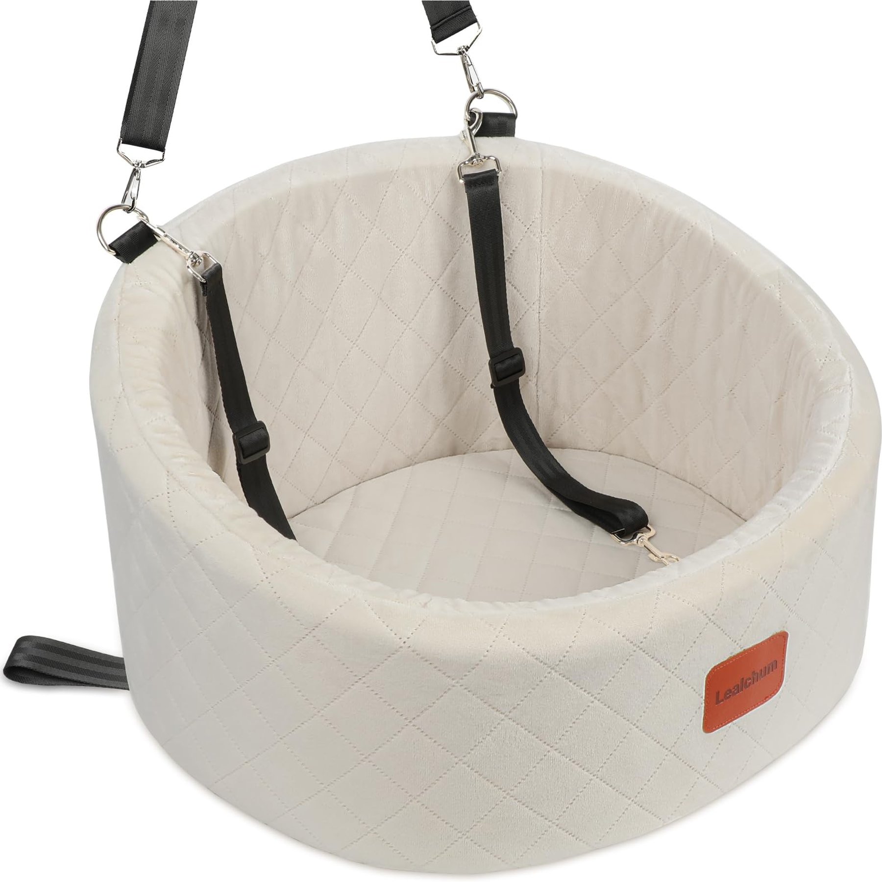 XIEEAOZEE Adjustable Height Front Carrier Automobile Dog Booster Car Seat, 20 x 17.7 x 12-in, Beige