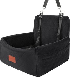 Lealchum Ultra Soft Fabric & Memory Foam Adjustable Height Front Carrier Automobile Dog Booster Car Seat, 19 x 19 x 15-in, Black