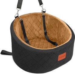 XIEEAOZEE Adjustable Height Front Carrier Automobile Dog Booster Car Seat, 20 x 17.7 x 12-in, Black/Coffee slide 1 of 6