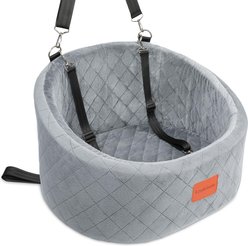 NEEZUKAR Adjustable Height Front Carrier Automobile Dog Booster Car Seat, 18.8 x 18.7 x 17-in, Gray