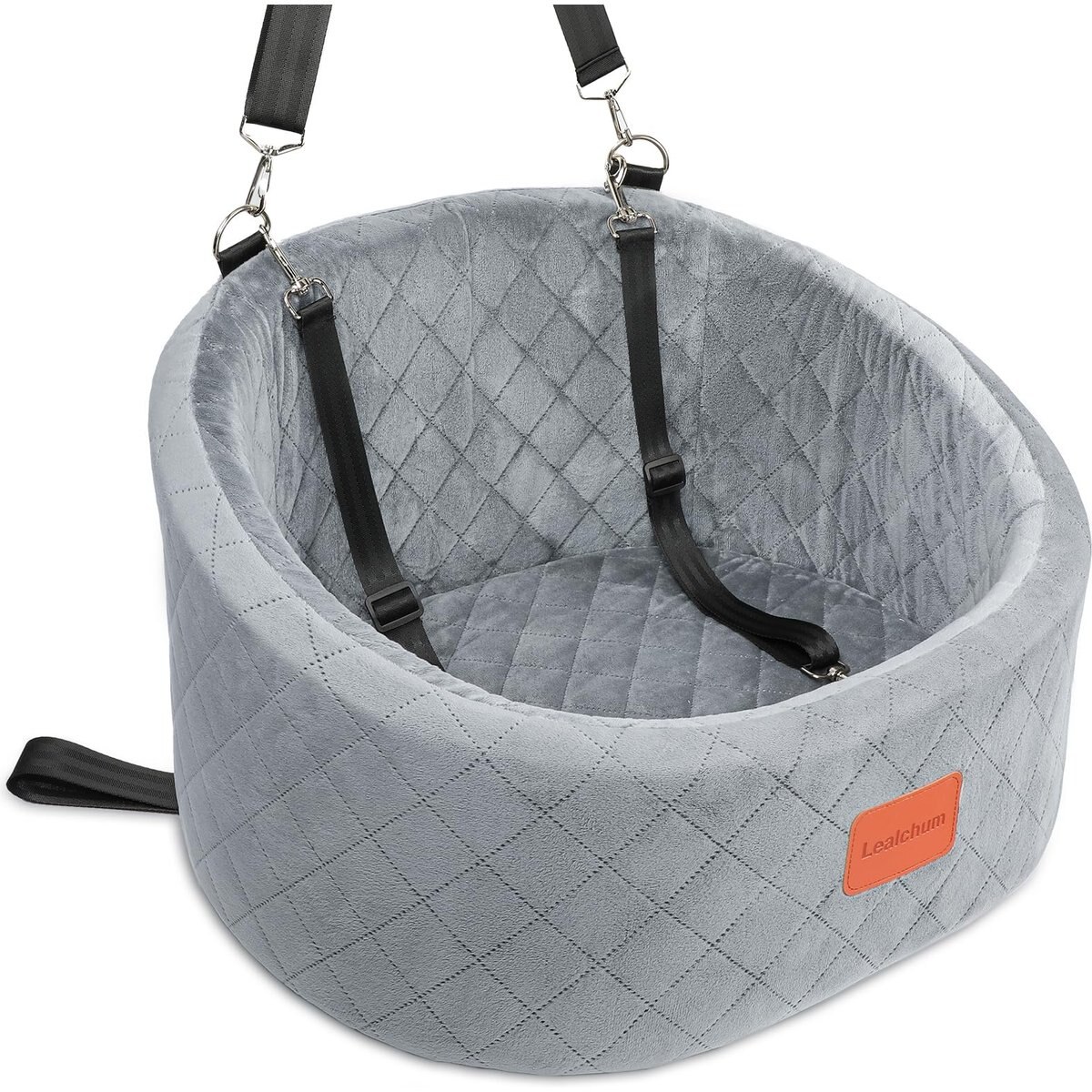 NEEZUKAR Adjustable Height Front Carrier Automobile Dog Booster Car Seat, 18.8 x 18.7 x 17-in, Gray