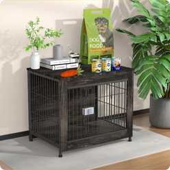 IronovaPets Multi-purpose Furniture-style Single Dog Cage with Lock, Small: 27-in, Dark gray