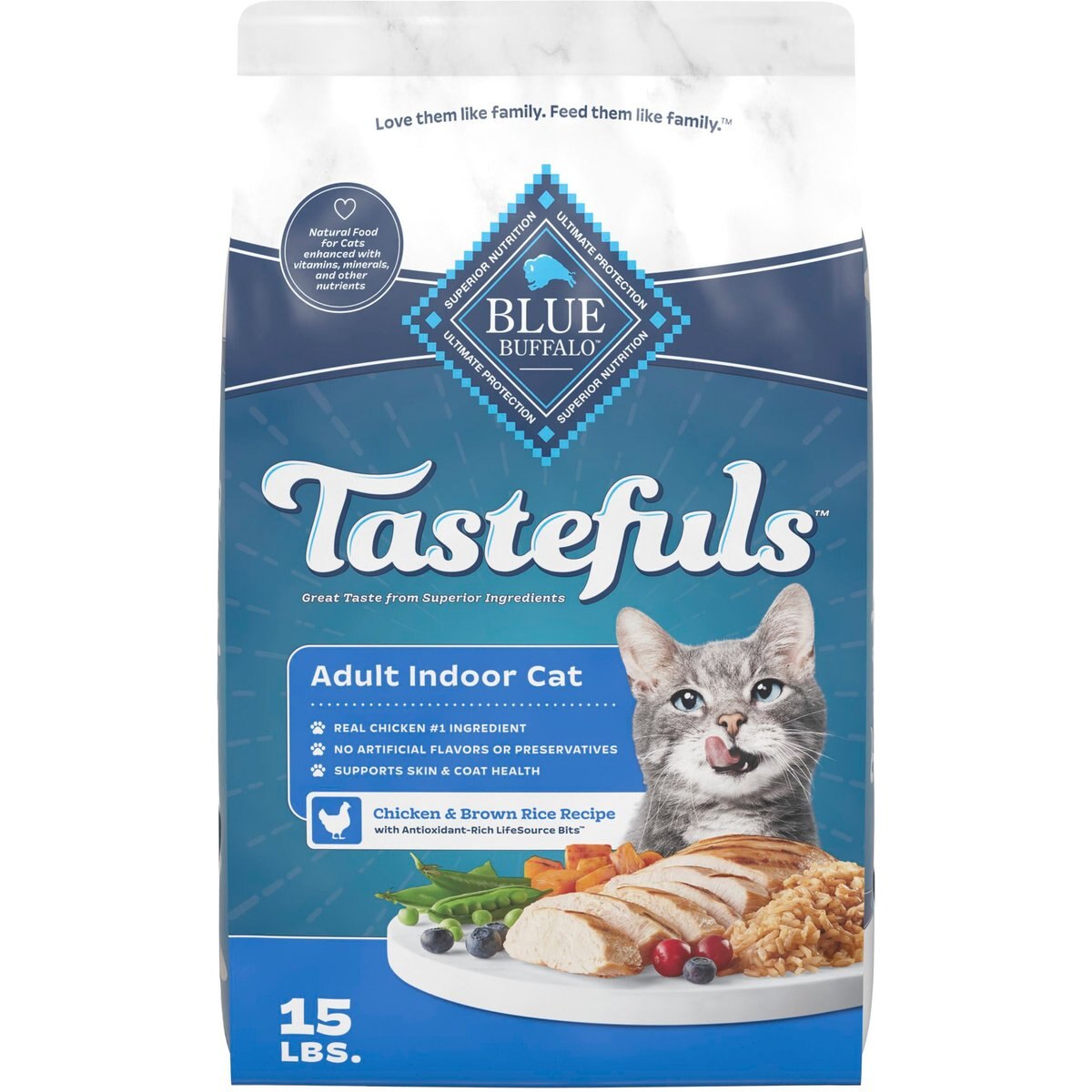 Blue Buffalo Indoor Health Chicken & Brown Rice Dry Cat Food, 15 lb