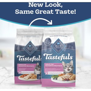 Blue Buffalo Tastefuls Chicken & Brown Rice Recipe Sensitive Stomach Adult Dry Cat Food, 15-lb bag