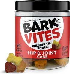 BarkVites Hip & Joint Care Peanut Butter Flavor Chew Supplement for Dogs, 90 count