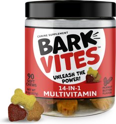 BarkVites 14-in-1 Multivitamin Peanut Butter Flavor Chew Supplement for Dogs, 90 count