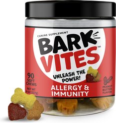 BarkVites Allergy & Immunity Peanut Butter Flavor Chew Supplement for Dogs, 90 count
