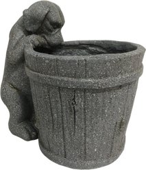 GeoCentral Porch Pups Curious Companion Dog Planter Faux Stone Garden Planter with Drainage Hole Indoor Outdoor Weather Resistant Decor