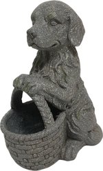 GeoCentral Porch Pups Basket Buddy Dog Planter Faux Stone Garden Planter with Drainage Hole Indoor Outdoor Weather Resistant Decor