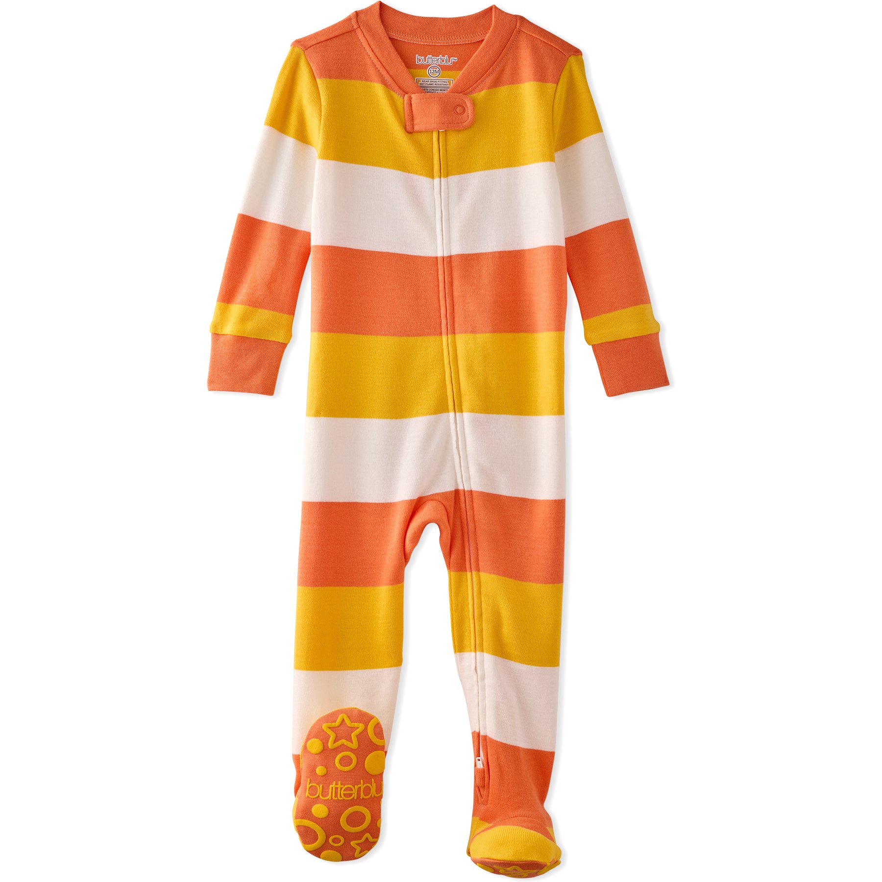 Pet Passion Cruz Candy Corn Stripe Footed Pajamas, 18 months