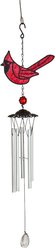 GeoCentral Faux Stained Glass Cardinal Suncatcher Wind Chime with Glass Bead & Prismatic Crystal