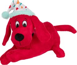 Clifford The Big Birthday Snuggle Buddy White Hat Squeaky Plush Dog Toy, Red, Large: 16-in