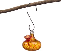 GeoCentral Artisan Glass Teardrop Design Hummingbird Feeder, Yellow