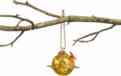 GeoCentral Artisan Glass Planet Design Hummingbird Feeder, Yellow