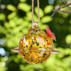 GeoCentral Artisan Glass Planet Design Hummingbird Feeder, Yellow slide 2 of 2