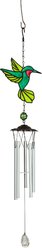 GeoCentral Faux Stained Glass Hummingbird Suncatcher Wind Chime with Glass Bead & Prismatic Crystal