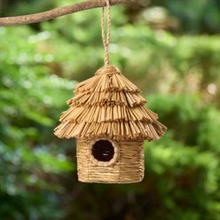 GeoCentral Artisan Collection Handcrafted Natural Fiber Bird Nesting Hut, Rice Straw slide 2 of 3