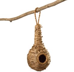 GeoCentral Artisan Collection Handcrafted Natural Fiber Bird Nesting Hut, Banana Leaf & Fiber