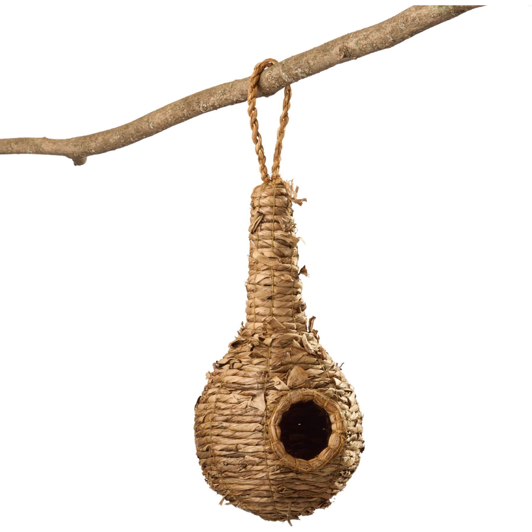GeoCentral Artisan Collection Handcrafted Natural Fiber Bird Nesting Hut, Banana Leaf & Fiber