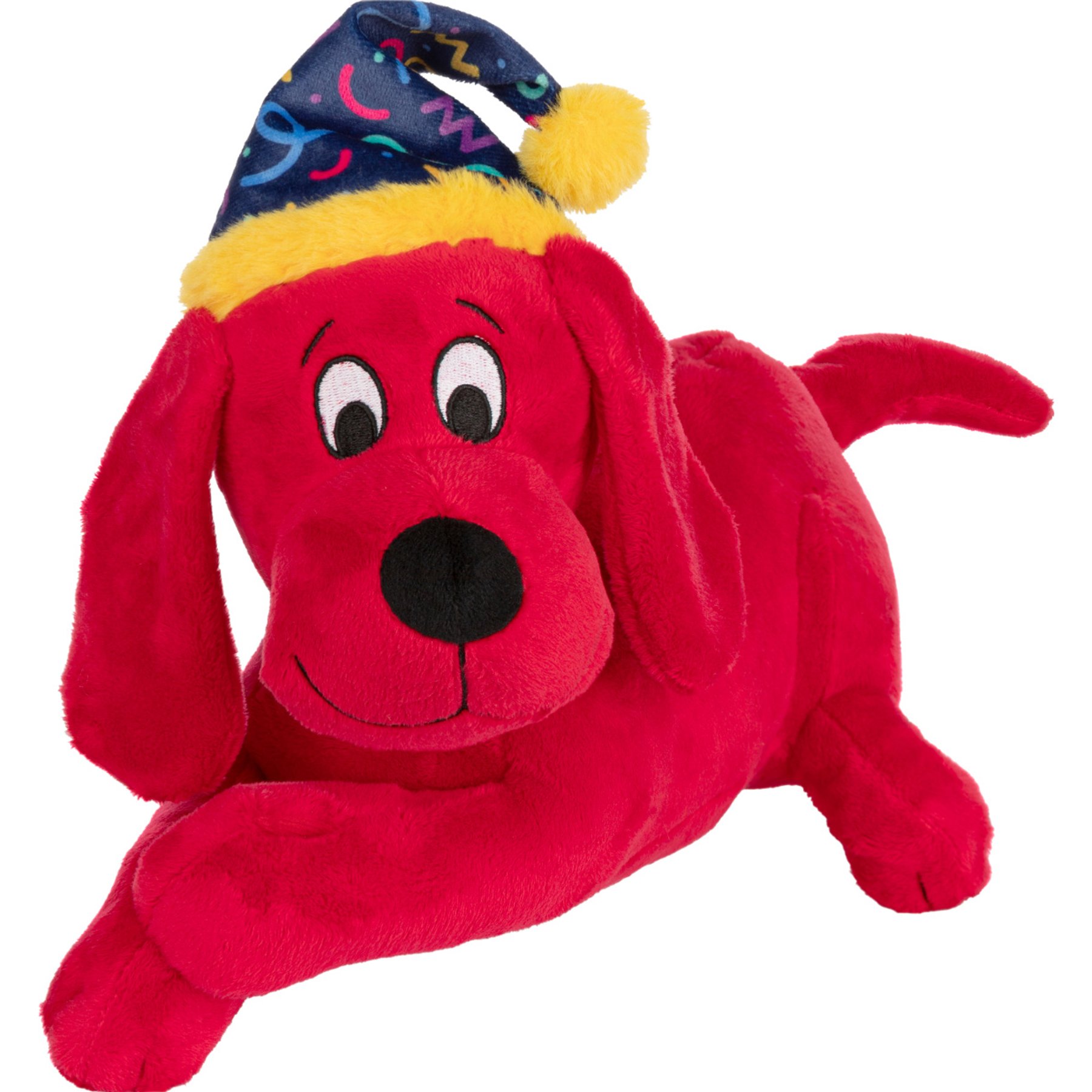 Clifford The Big Birthday Snuggle Buddy Purple Hat Squeaky Plush Dog Toy, Red, Large: 16-in