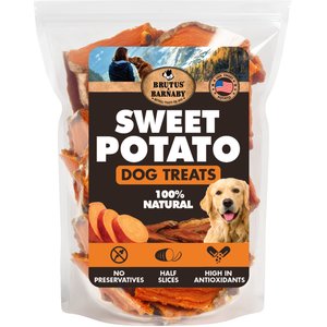 Brutus & Barnaby Sweet Potato Half Slices Grain-Free Single-Ingredient Dehydrated Dog Treats, 10-oz bag