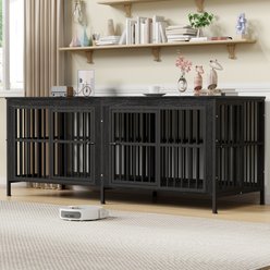 IronovaPets Double-Compartment Furniture Style Dog Crate, Brown