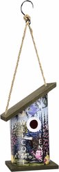 GeoCentral Welcome Friends Birdhouse Kathy Hatch Artwork Wooden Outdoor Hanging Garden Decor slide 1 of 2
