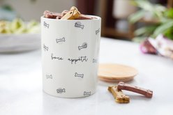 Pearhead Bone Appetite Ceramic Dog Treat Jar, Ivory slide 2 of 6