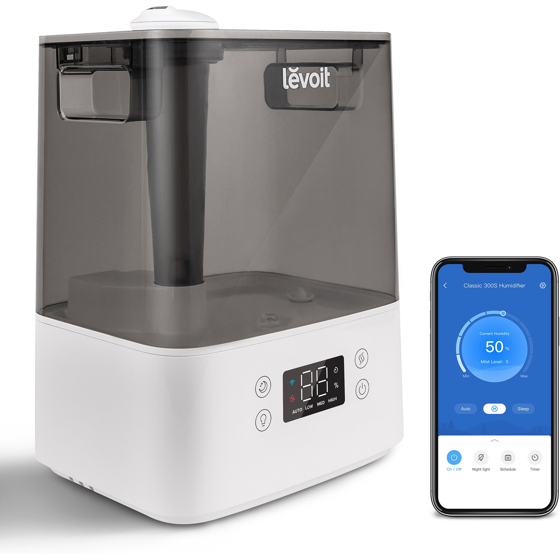 LEVOIT Classic 300S Ultrasonic Smart Humidifier, 6-L, 9.6 x 7.5 x 13.4-in