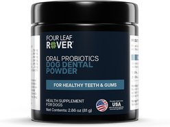 Four Leaf Rover Oral Probiotics Dental & Breath Care Flavored Powder Dental Supplement for Dogs, 2.86-oz