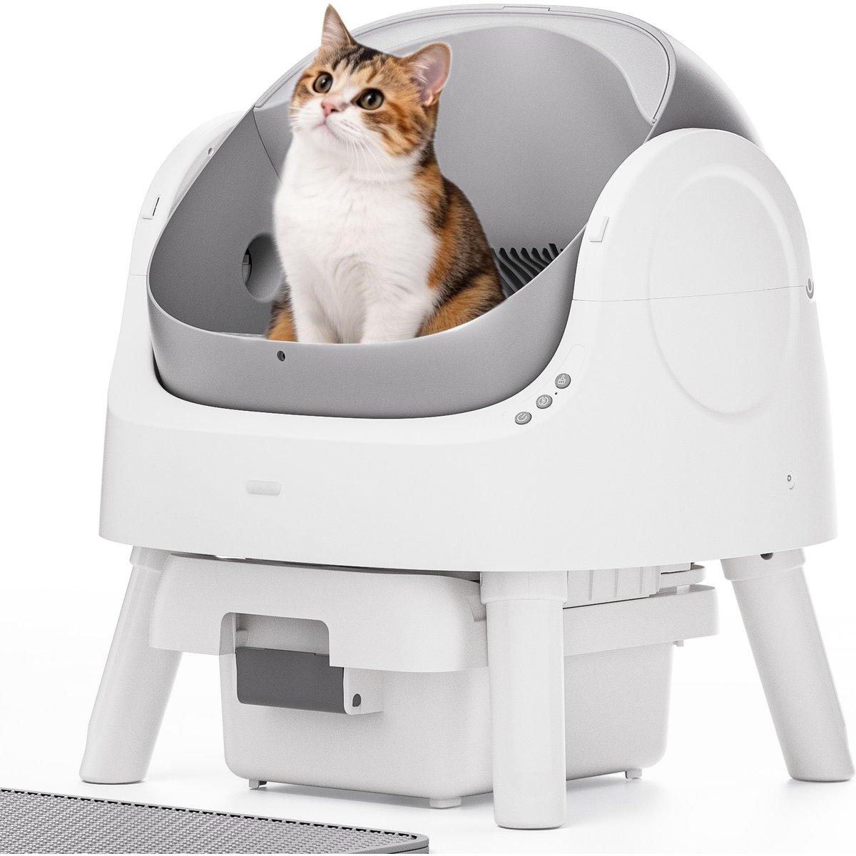 PetPivot AS11 Open-Top Self Cleaning with Safety Protection Automatic Cat Litter Box, Grey
