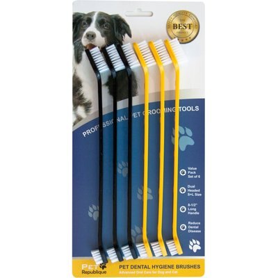 Pet Republique Pet Republique Dog Dual-Side Design Large & Small End Toothbrush, 6 count