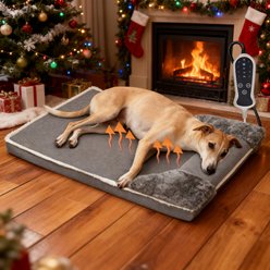 Golopet 2-in-1 Design Heated Orthopedic Furniture Style Sofa Dog Bed with Heating Pad & Featuring Thickened Fabric Cover, Grey, Large: 40 x 27-in