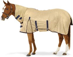 Equi-Essentials Soft Mesh Combo Horse Fly Sheet with Belly Band, Tan & Navy Trim, 78-in