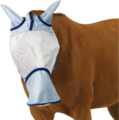 Ovation Super Fly Long Nose Horse Fly Mask, Lt Blue/Navy, Pony