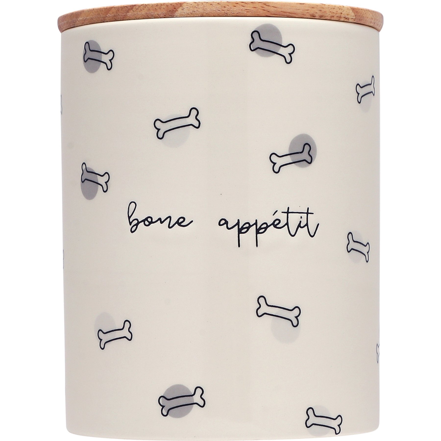 Pearhead Bone Appetite Ceramic Dog Treat Jar, Ivory