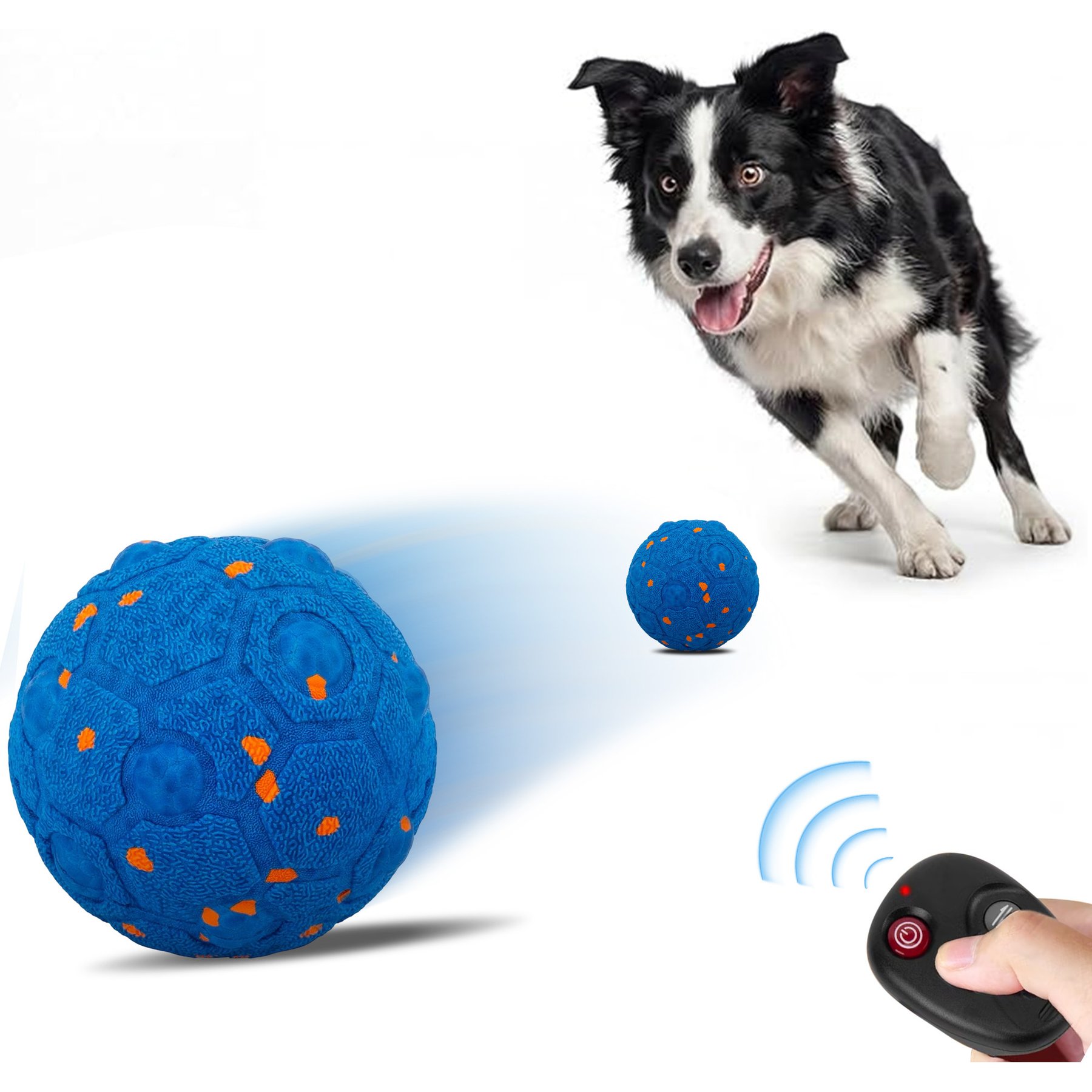 UPSKY Interactive Bouncy Remote Control Ball Dog Toy, Blue