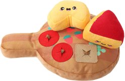 HugSmart Cheese Board 3-in-1 Treat-Dispensing Plush Squeaky Dog Toy, Small/Medium