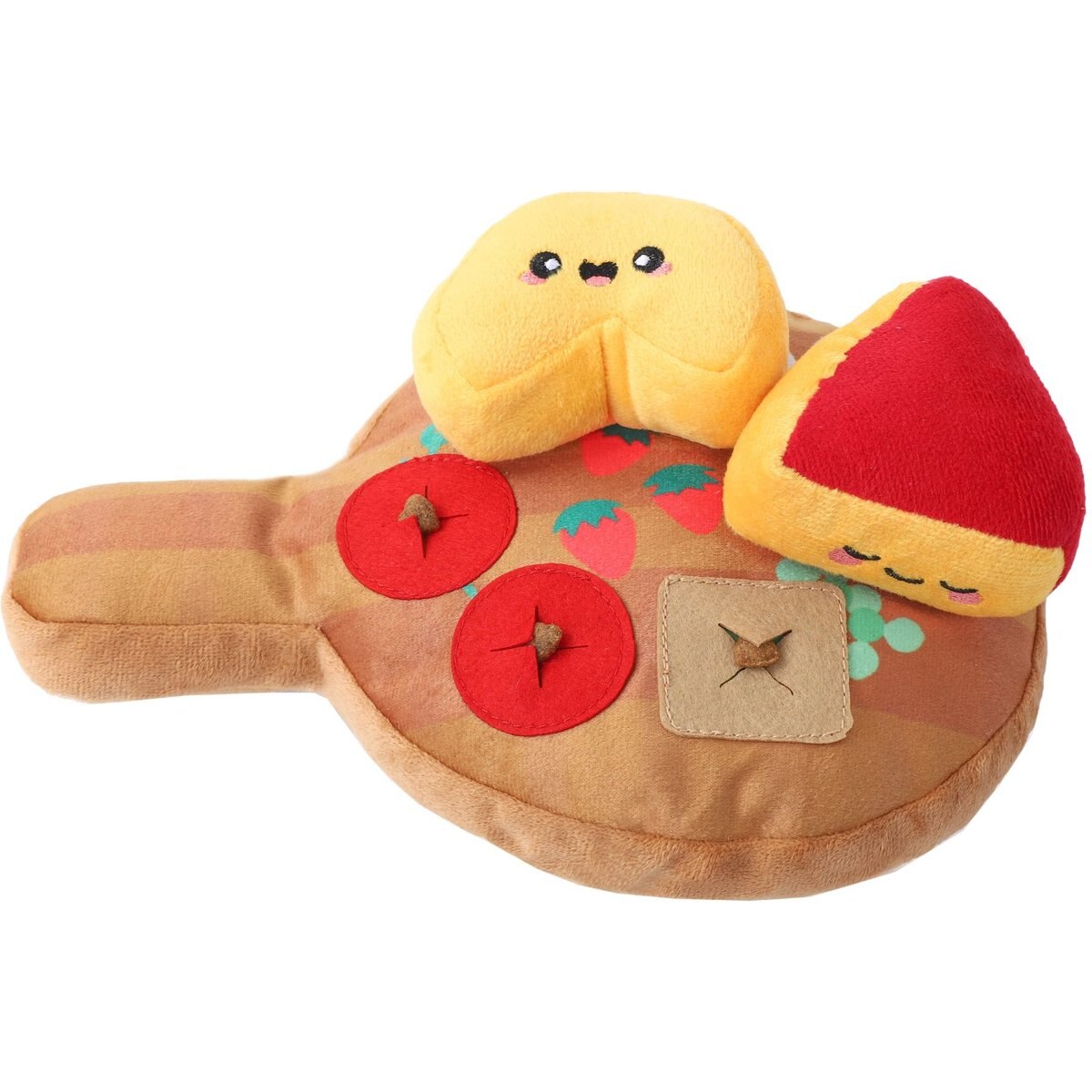 HugSmart Cheese Board 3-in-1 Treat-Dispensing Plush Squeaky Dog Toy, Small/Medium