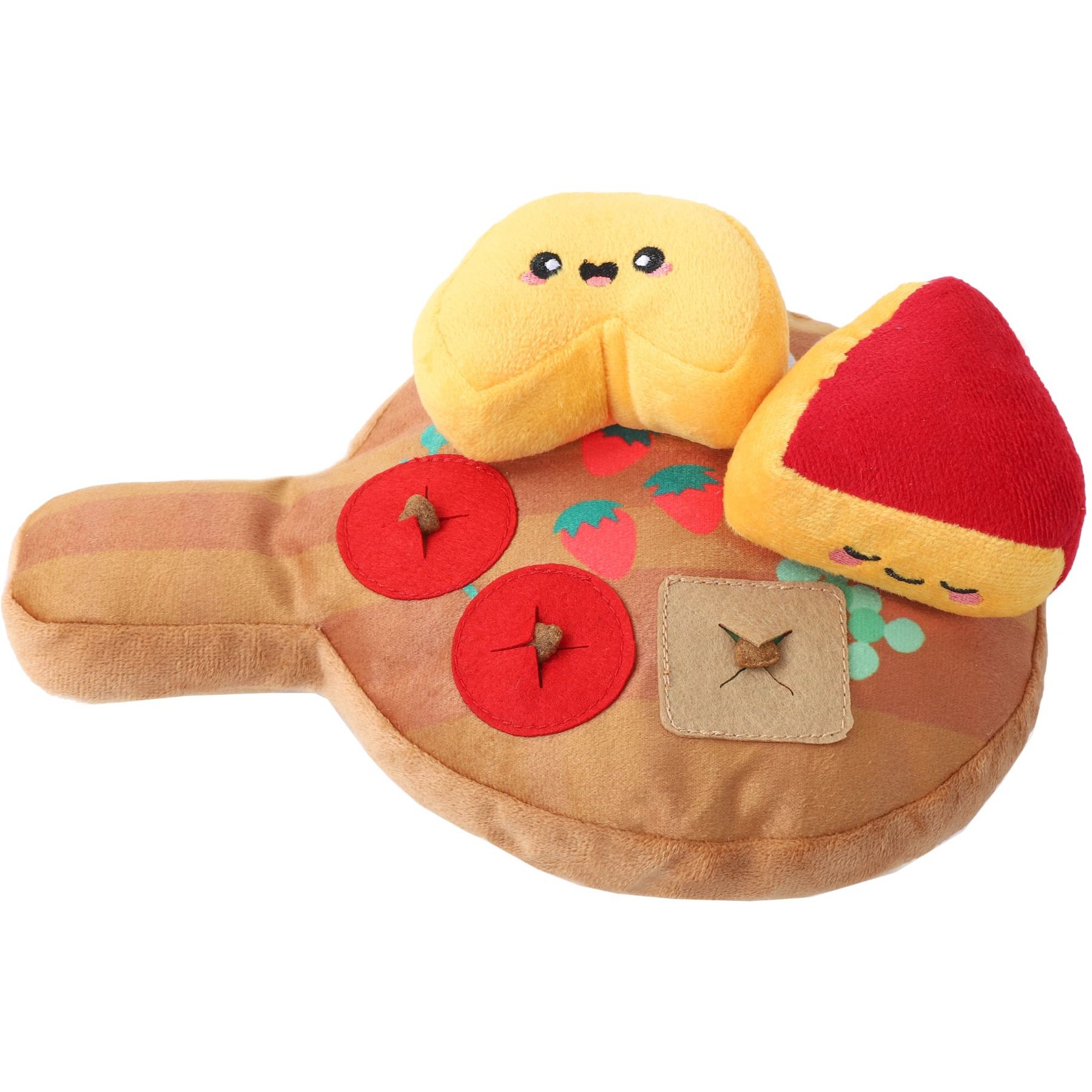 HugSmart Cheese Board 3-in-1 Treat-Dispensing Plush Squeaky Dog Toy, Small/Medium