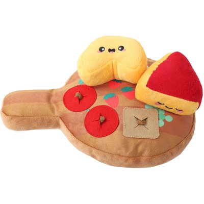 HugSmart HugSmart Cheese Board 3-in-1 Treat-Dispensing Plush Squeaky Dog Toy, Small/Medium