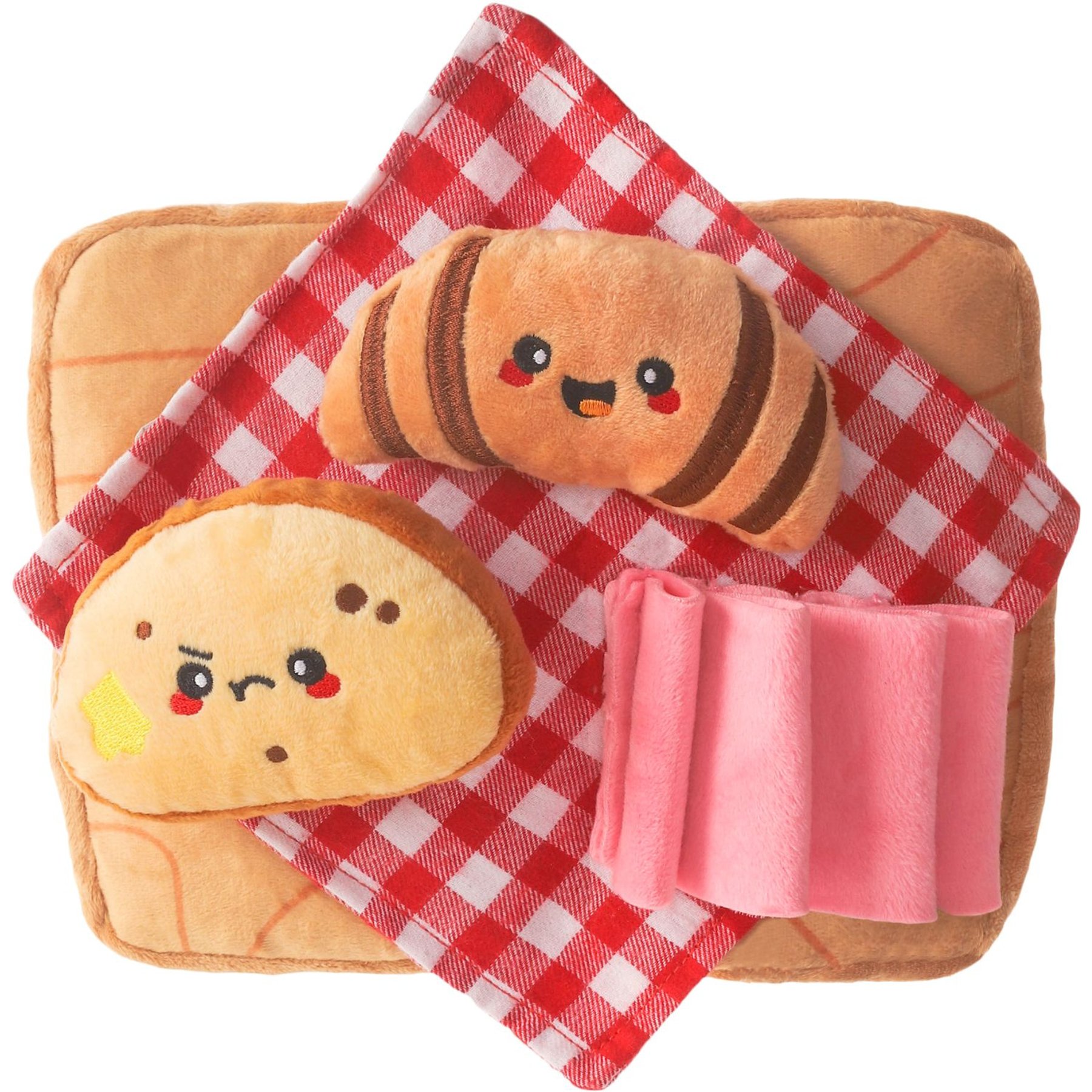 HugSmart Charcuterie Board 3-in-1 Treat-Dispensing Plush Squeaky Dog Toy, Small/Medium