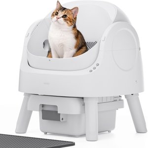 PetPivot AS11 Open-Top Self Cleaning with Safety Protection Automatic Cat Litter Box, White