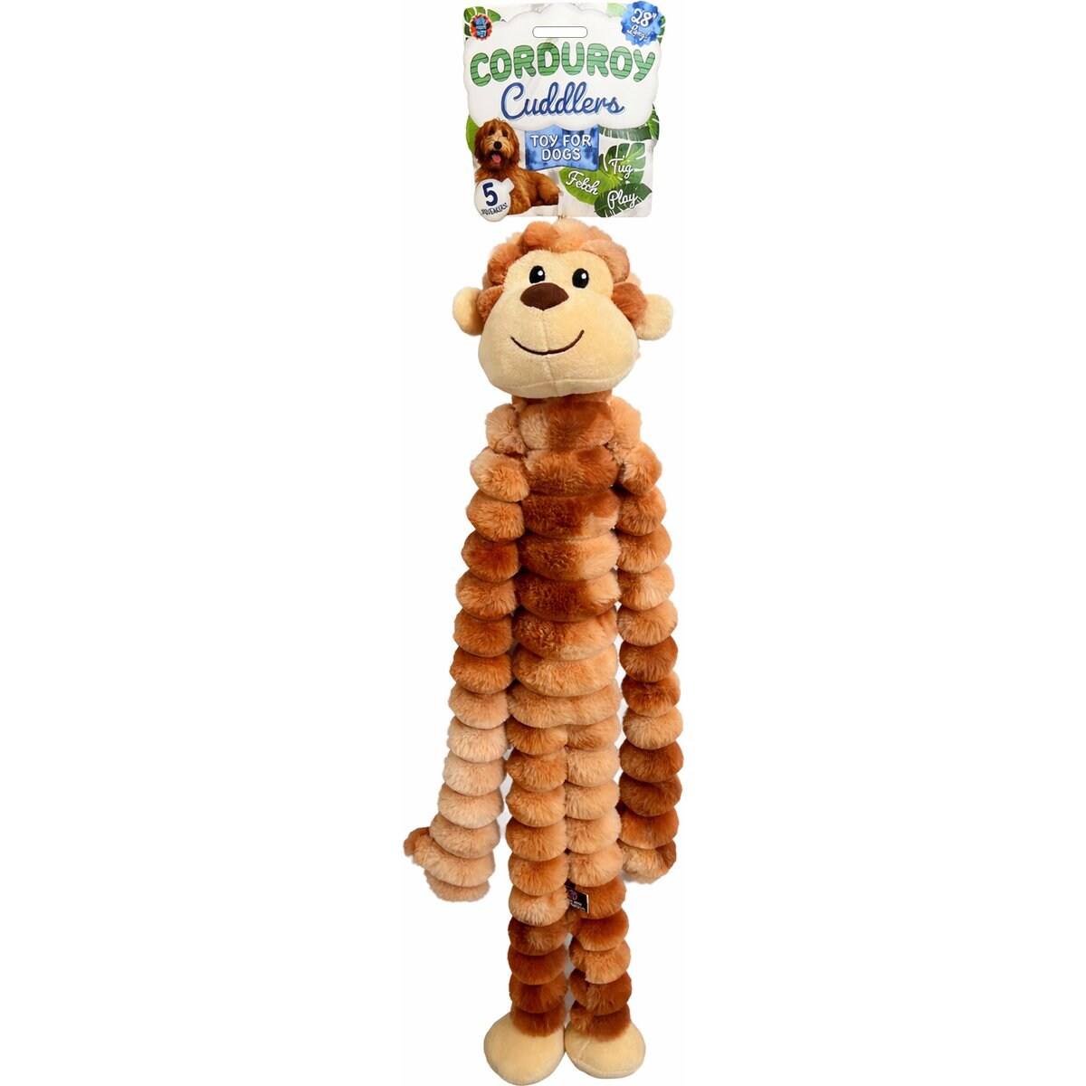 Bow Wow Corduroy Cuddlers 30-in Monkey Plush Dog Toy