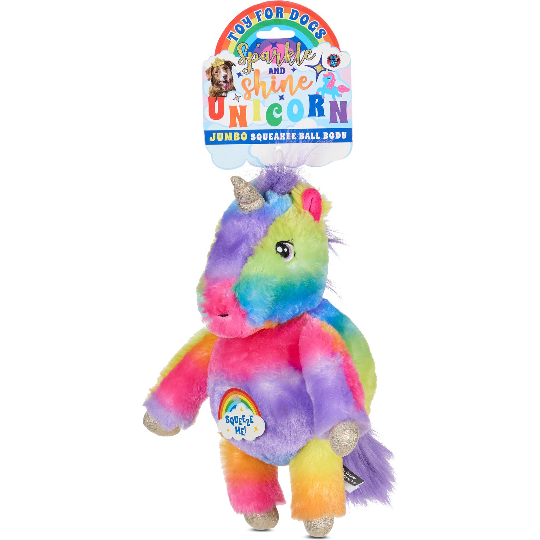 Bow Wow Full Body Squeaker Unicorn Plush Dog Toy