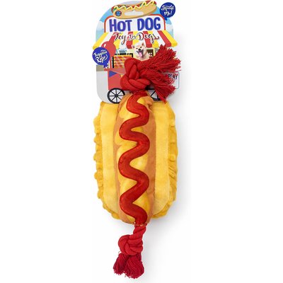Bow Wow Bow Wow Squeaky Crinkle Hot Dog Plush Dog Toy