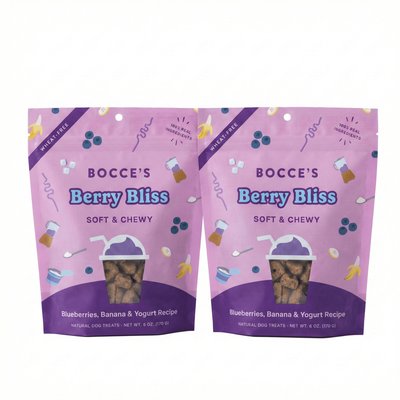 Bocce's Bakery Bocce's Bakery Berry Bliss Smoothie Blueberry, Banana & Yogurt Recipe Soft & Chewy Dog Treats, 6-oz, bundle of 2