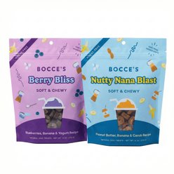 Bocce's Bakery Berry Bliss Smoothie + Nutty Nana Soft & Chewy Dog Treats, 6-oz, bundle of 2