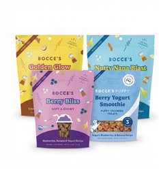 Bocce's Bakery Smoothie Recipe All-Natural Wheat-Free Variety Pack Soft & Chewy Dog Treats, 4 count bundle