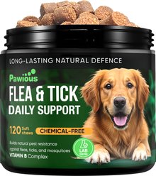 Pawious Flea & Tick Skin & Coat Supplement for Dogs, 120 Chewables, 9-oz jar